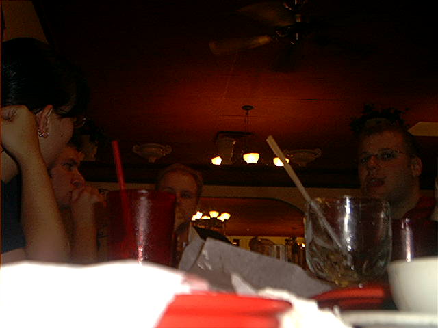 Kinda dark, and notice Mike's empty margarita glass.